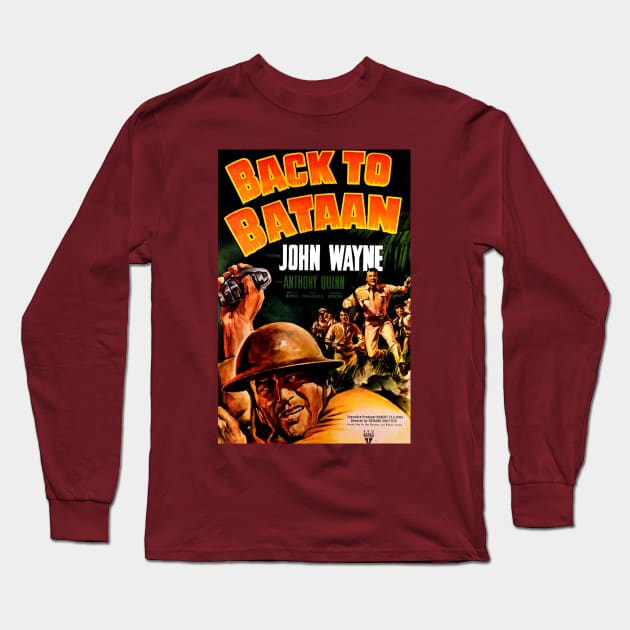 Classic War Movie Poster - Back to Bataan Long Sleeve T-Shirt by Starbase79